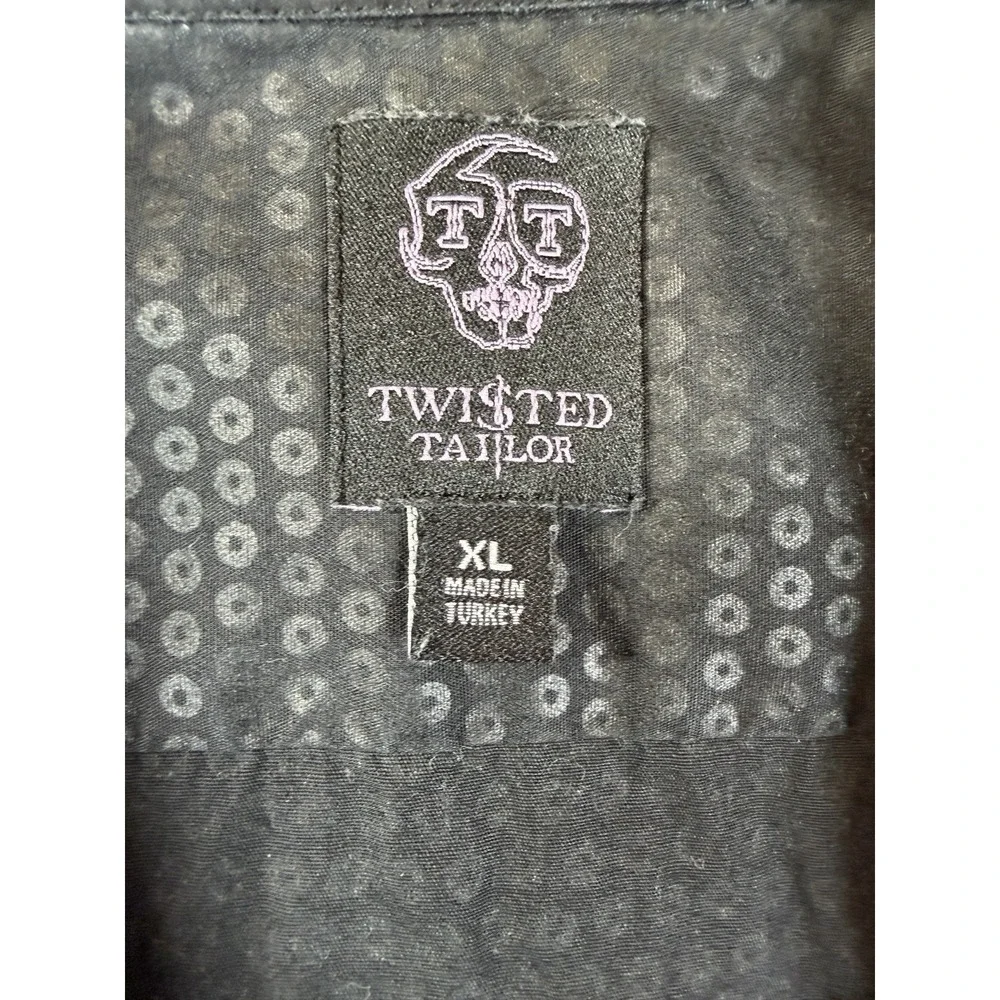 Twisted Tailor Shirt Mens XL Black Fitted Button Down Geometric Print